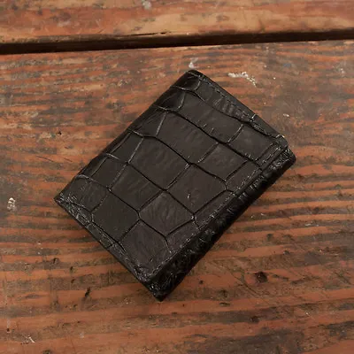 Black Alligator Trifold Wallet Amish Hand Made From Genuine Gator Skin Tri Fold • $119.95