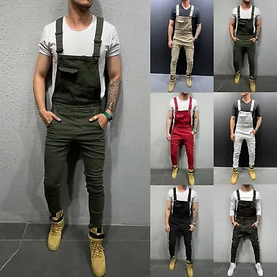 Men Trousers Straps Washed Overall Jumpsuit Streetwear Pocket Suspenders Pants✧ • $52.65