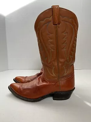 Vintage Tony Lama Boots Brown Western Cowboy Two Tone Sz 11 D Mens Leather • $86