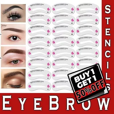£2.79 • Buy Eyebrow Stencils Shaper Make Up Template Brow 24 Styles Reusable Definer Tool