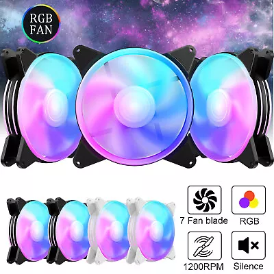 RGB LED Quiet PC Air Cooling RGB Fans  Computer Case Game PC Cooling Fan 120mm • $9.95