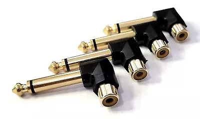 4Pk RCA Female Jack To 1/4  6.35mm Mono Male Plug Right Angle Gold Plated • $9.98