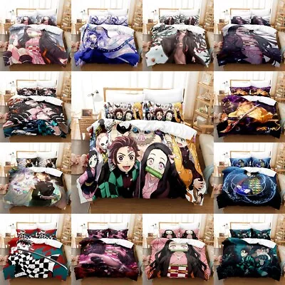 $33.49 • Buy Demon Slayer Anime Bedding Set Quilt Duvet Cover Pillowcase Single Double Queen