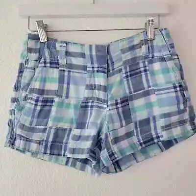 Vineyard Vines Women's Madras Blue Patchwork Every Day Shorts Size 00 | Classic • $17