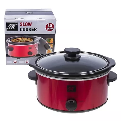 Ovel Slow Cooker 3.5qt Red Quart With Black Ceramic Insert & Glass Lid • $39.99