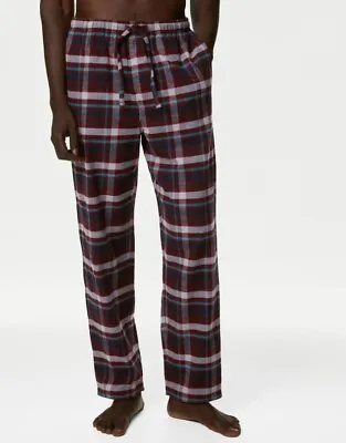 Mens Pyjama Bottoms Ex Marks & Spencer Brushed Cotton Check M&S PJ Lounge Pants • £9.99