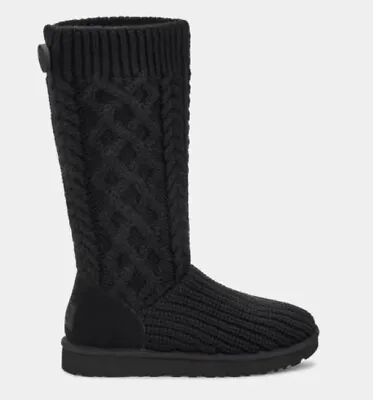 UGG Classic Cardi Cabled Knit Black Boots New Size 6 EU 38 • $79.95