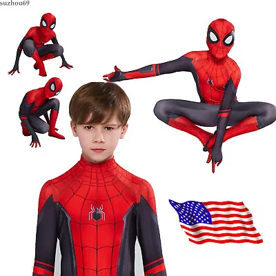 Spider Man Far From Home Jumpsuit Spiderman Cosplay Costume Mens & Kids Bodysuit • $15.19