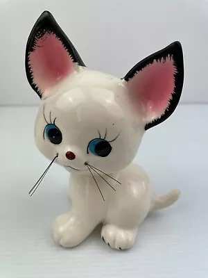 Adorable VINTAGE Made In Japan Ceramic Cat - Blue Eyed Cat Figurine • $19.95
