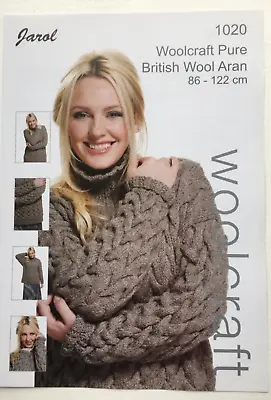 Jarol Woolcraft 1020 Aran Cable Sweater Knitting Pattern • £3.30