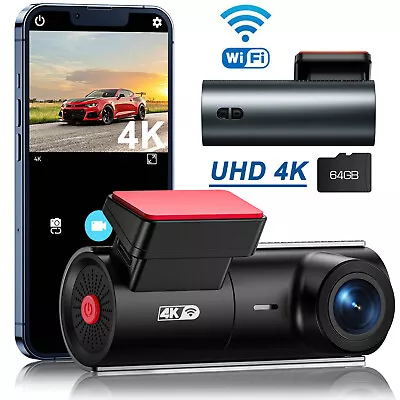 $88.99 • Buy 4K Ultra HD Dash Cam Wifi Car Camera Parking Monitor IR Night Vision +64GB Card