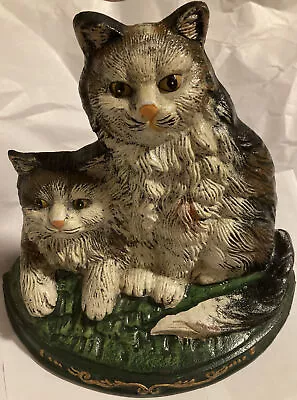 Vintage~Cast Iron~Cat Door Stop~2 Cats~Heavy~@ 9” X 10.5” • $68