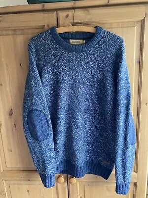 Vintage P G Field Mens Pullover Knitted Sweater Jumper Blue Size M (Elbow Patch) • £0.99