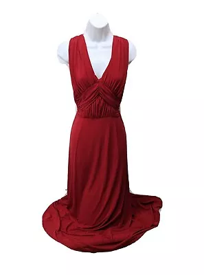 Sangria Red Maxi Dress Womens 14 Sleeveless V Neck Roman Elegant Long Dress • $26.55