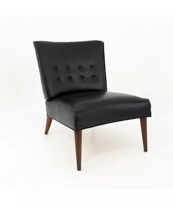 Valentine Seaver For Kroehler Mid Century Black Vinyl Slipper Lounge Chair • $847