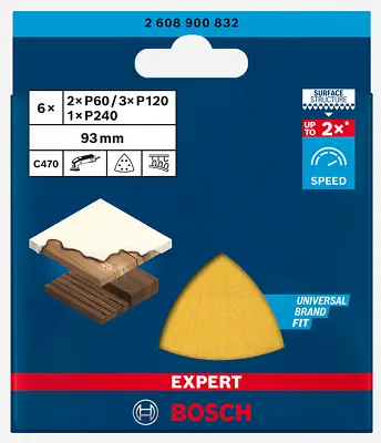 £5.44 • Buy Bosch EXPERT C470 Sandpaper Set For Delta Sanders 93 Mm 60/120/240 Grit 6 Pack