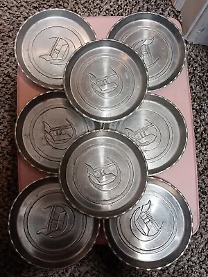 Set Of 8 Vintage Aluminum Coasters Initial D Monogram SEE PICS • $20