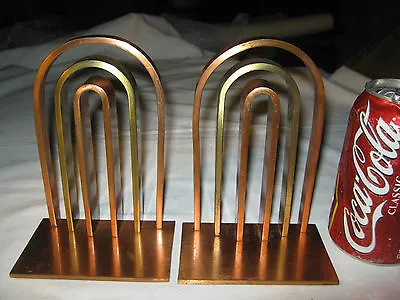 Antique Von Nessen Art Deco Industrial Chase Copper Brass Architectural Bookends • $895