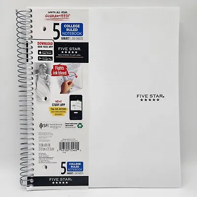 Five Star Wirebound Notebook Plus Study App 5 Subject College Ruled 11 X 8 1/2 • $17.95