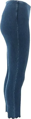 New LYSSE Scallop Hem Denim Legging Missy Midwash NIP $88 Retail 651-718  • £17.34
