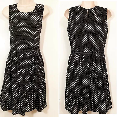 Erin Fetherston Black Dot Silky Sleeveless Dress Knee Length Vintage • $39.99