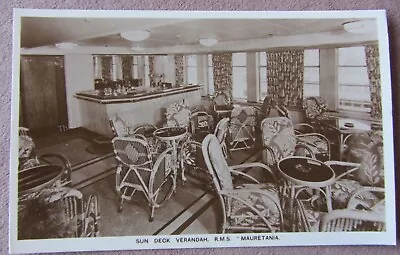 Orig Vintage RPPC Steamship RMS Mauretania Sun Deck Verandah Unposted Excellent • $7