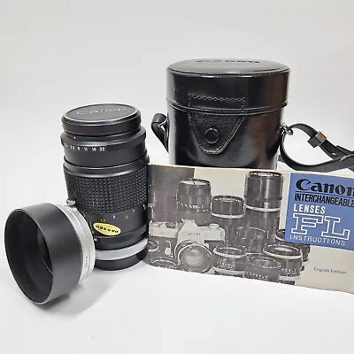 CANON FL 135mm F/3.5 Camera Lens 173777 T-50-2 50mm Hood Case Instructions Lot • $44.99