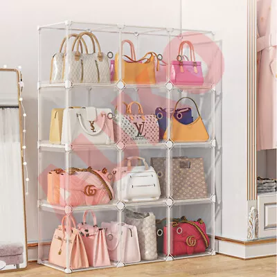 Clear Handbag Purse Bag Wardrobe Organizer Storage Rack Waterproof Fit Space • $52.99