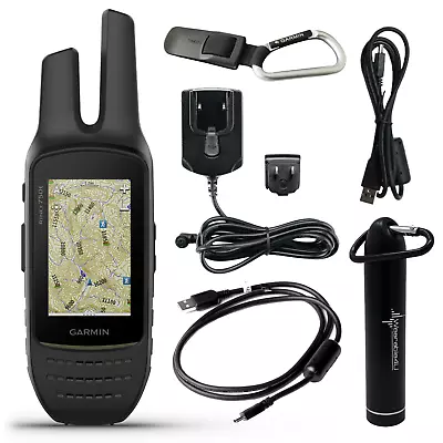 Garmin Rino 750t Two-Way Radio Navigator With Topo Mapping With Power Bank • $604.99