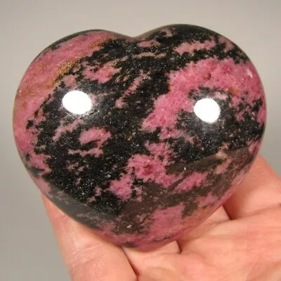 3.2  Pink RHODONITE Heart Polished Palm Stone Healing - Madagascar - 1 Lb. • $0.99