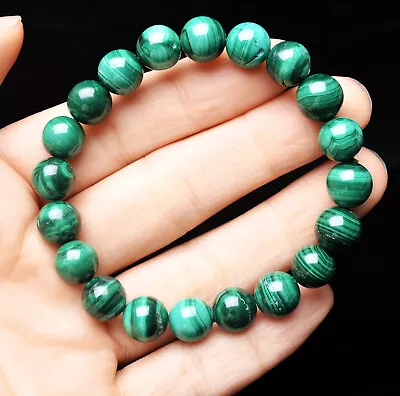 10.4mm Genuine Natural Green Malachite Gemstone Beads Bracelet AAAA • $2.25