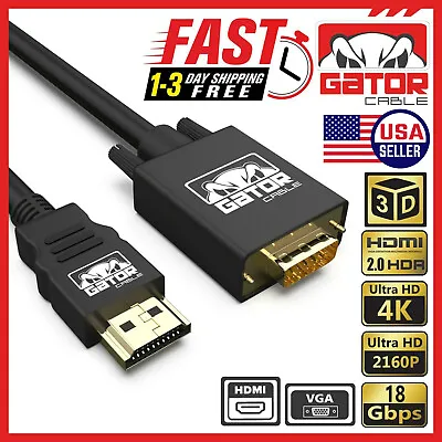 $6.99 • Buy HDMI To VGA Cable Adapter Converter For HDTV PC Desktop Monitor Laptop 4K Video