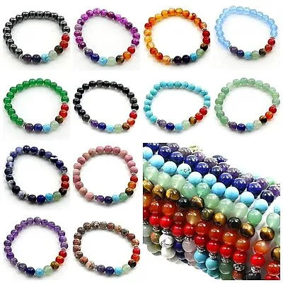 7 Chakra Gemstone Stretch Bracelet Protection Energy Healing Free Shipping Gift • $6.46