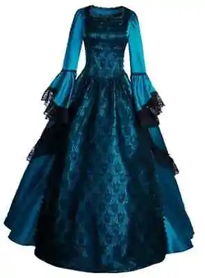  Women Victorian Ball Gown Dress Prom Queen Marie Antoinette X-Large Lake Blue • $112.37