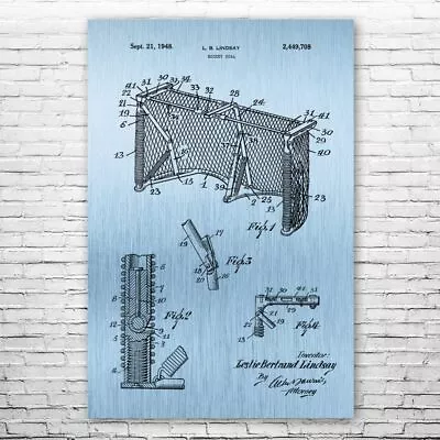 Hockey Goal Patent Poster Print 12 SIZES Hockey Art Man Cave Decor Gifts For Men • $12.95