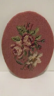 Vintage Needlepoint Oval Floral Picture (no Frame) • $10