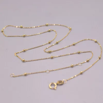 Pure 18K Yellow Gold Women Mini Beads O Chain Link Necklace 17.7 L 1.1-1.3g • $149.45