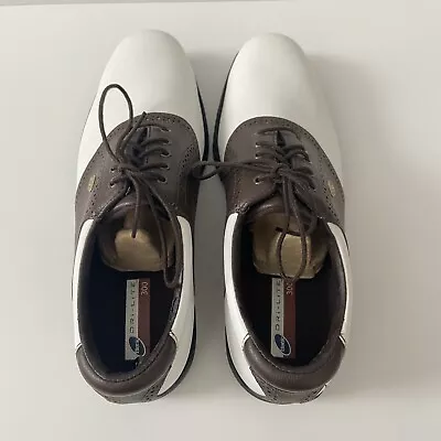 Etonic Dri-Lite 300 Men's Golf Sports Shoes Size 10M Spikes Brown White Lace Up • $24