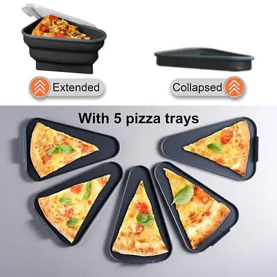 Reusable Silicone Pizza Box Collapsible Triangular Pizza Storage Container UK • £13.38