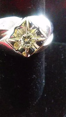 Men's White Gold Solitare Diamond Ring----vintage Estate ---14 Grams • $1450