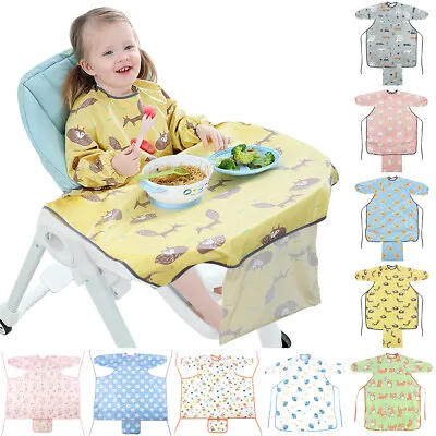 Baby Kids Bibs Long Sleeve Weaning Feeding Apron Coverall Highchair Xmas UK • £6.88