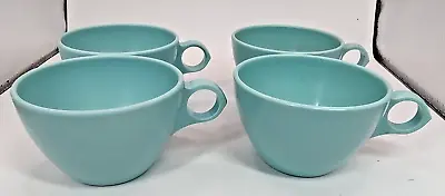 Windsor Melmac Coffee Cups Teal Aqua MCM Atomic Set Of 4 Hard Plastic Melamine • $12.95