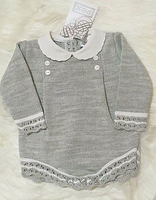 £13.99 • Buy PEX Baby Boy  Knitted Romper Spanish Style  Grey Christening 0 To 9 Months