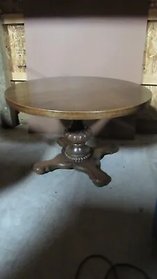 Oak Round Table Poker Game  Pedestal Table  • $700