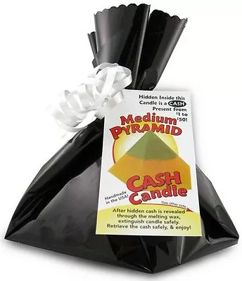 Medium Pyramid Cash Candle - Money Candle With REAL Money Inside! From $1 To $50 • $24.99