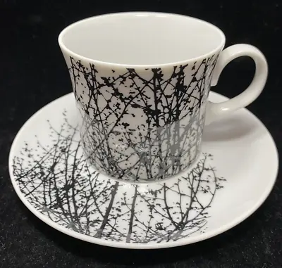 Vera For Mikasa The Birches Cup And Saucer -Black L1078 • $18.99