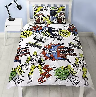 £14.99 • Buy Marvel Comics Scribble Single Duvet Cover Kids Set - Hulk Iron Man Thor Avengers