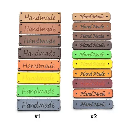 10 Handmade PU Faux Leather Labels For Sewing Crocheting Knitting Craft Projects • £3.49