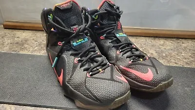 Nike LeBron 684593-068 Black/Bright Mango-Hyper Punch-Volt  Men's Sz 11 • $29.99