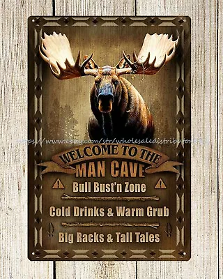  Man Cave Moose Metal Tin Sign Garden Reproductions For Home • $18.98